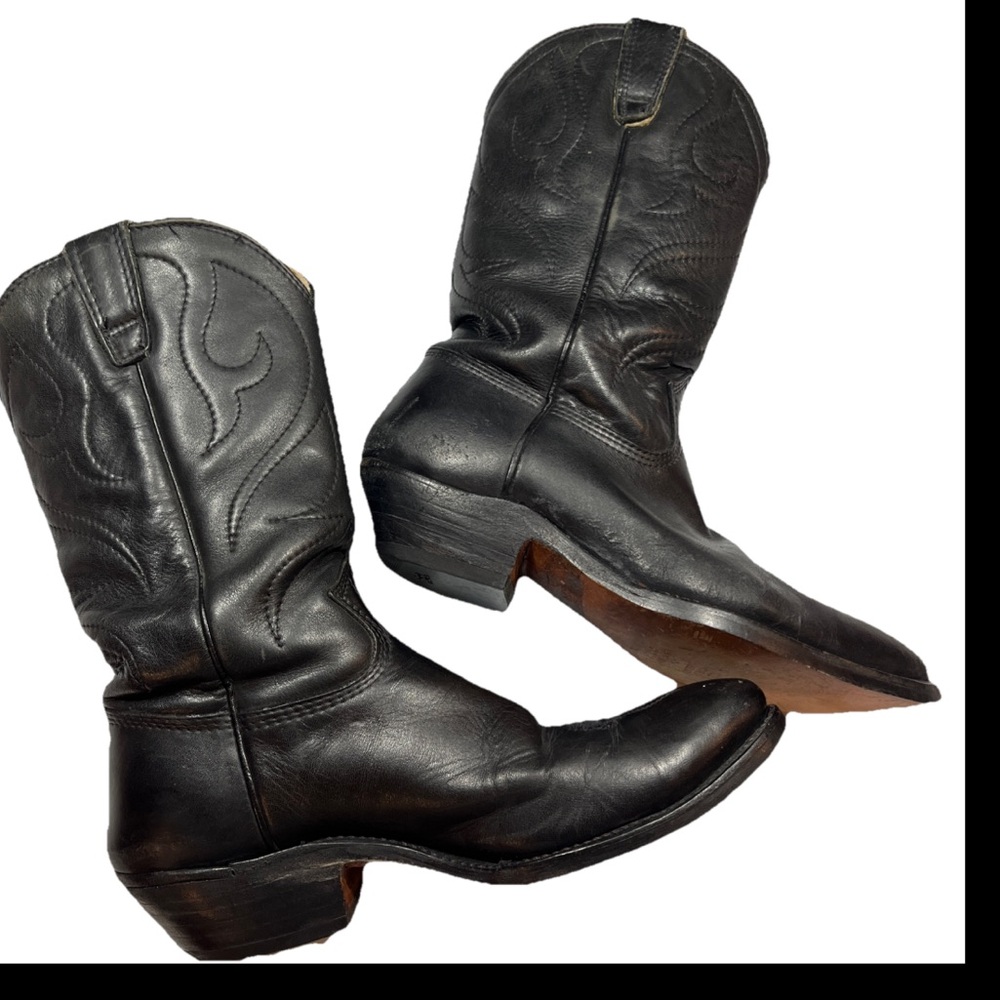 Stewart Boot Co. 1977 Hand Made Black Cowhide Leather Cowboy Boots Men’s  9.5 EE